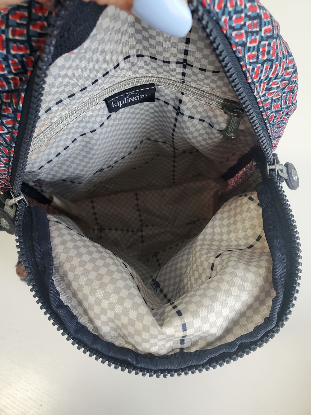 Kipling Mini Backpack - Navy Red Pattern - Picture 9 of 10